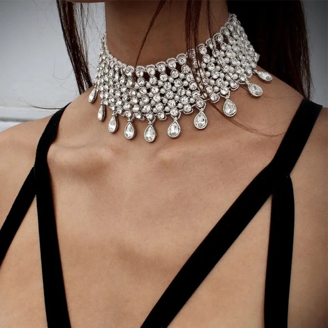 JURAN 3 Colori Del Rhinestone Choker Indiano Della Collana Del Choker