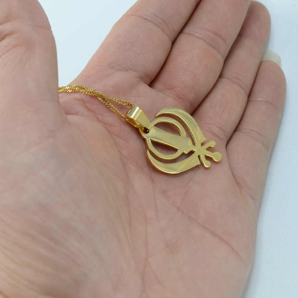 Ожерелье Anniyo Sikhism подвеска Sikh Khanda ювелирные изделия золотого цвета Sikhs ожерелья