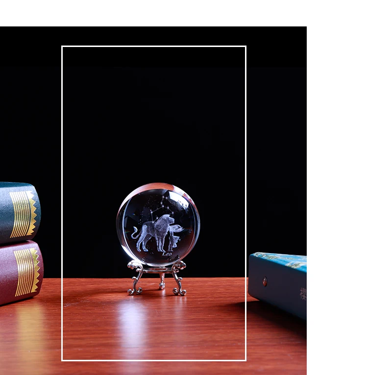 3D кристалл Leo Подарочный шар лазерная гравировка кулоны со знаками Зодиака подарок вечерние сувениры подарок июля августа Leo Зодиак подарок на день рождения сувенир