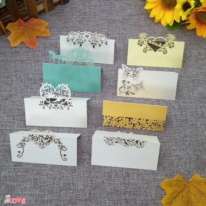 

100p Laser Cut Name Card Wedding Celebration Birthday Party Table Card Seats Decoration Name Table Place Card Pary Supplies 6Z51