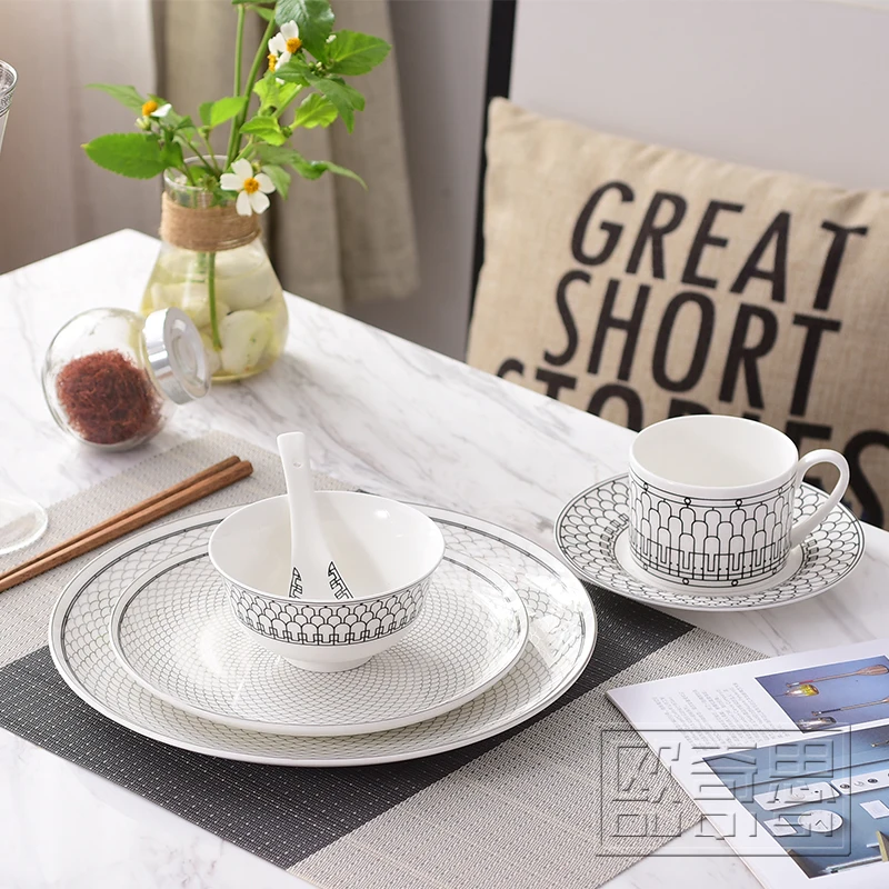 Ceramic dinnerware set bone china fashion Semicircular scale design