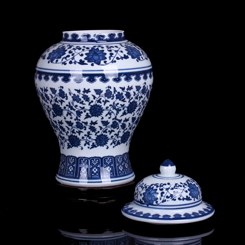 Jingdezhen ceramic blue and white temple jars Antique Porcelain ginger jars hand painted antique chinese porcelain jar (4)