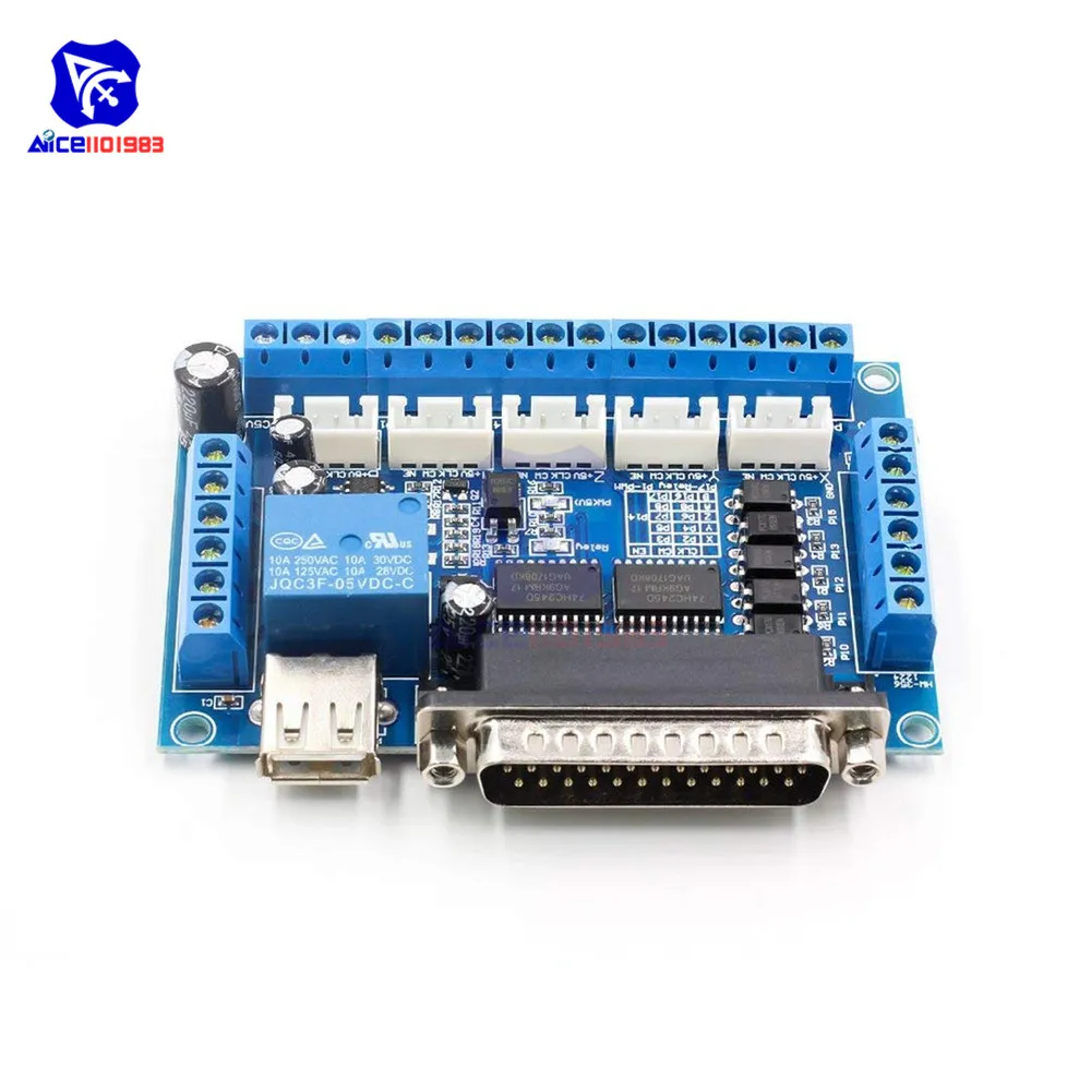 5 Axis CNC Breakout Board With Optical Coupler for MACH3 Stepper Motor ...