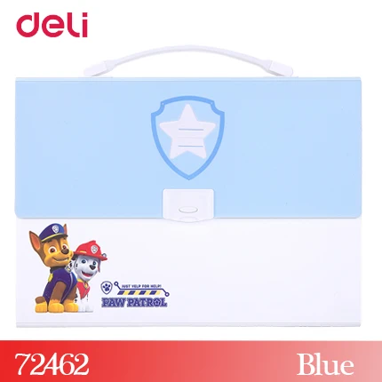 Deli карамельный цвет милый paw patrol шаблон файл широкий кошелек сумка для школы ребенок офис A4 органайзер для документов аккордеон папка - Цвет: 72462 blue