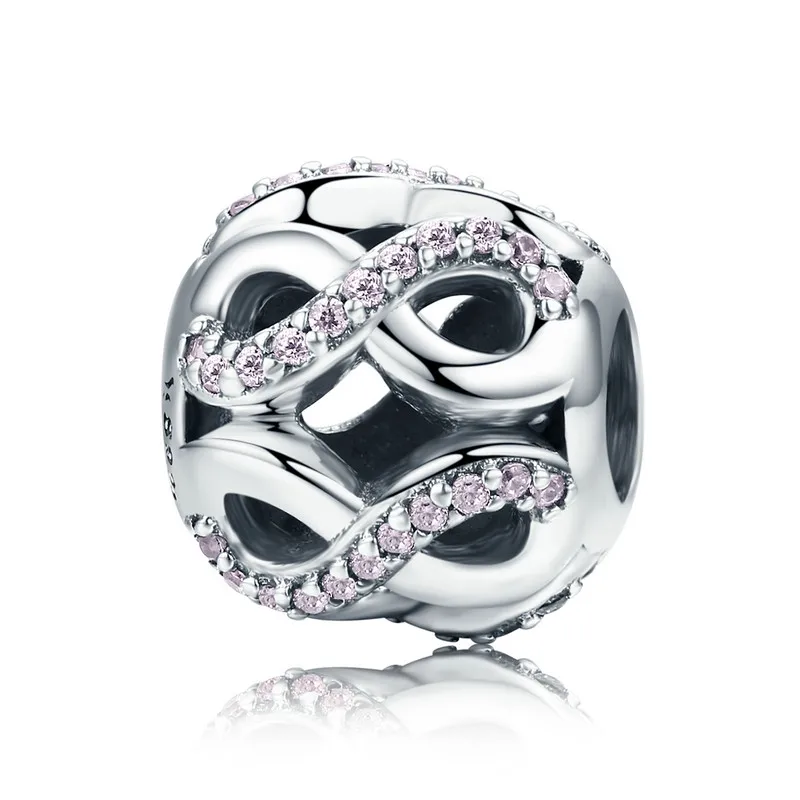 

MOWIMO Infinite Love Beads 925 Sterling Silver CZ Stone Charms Fit Original Pandora Bracelet Pendant For Women Jewelry BKC560