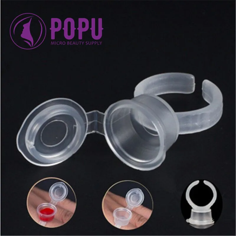 

50pcs Ring cup with cap professional pigment ink cup Tattoo Ink Ring Cups Caps with Anti-Overflow Cover pigment holder Container
