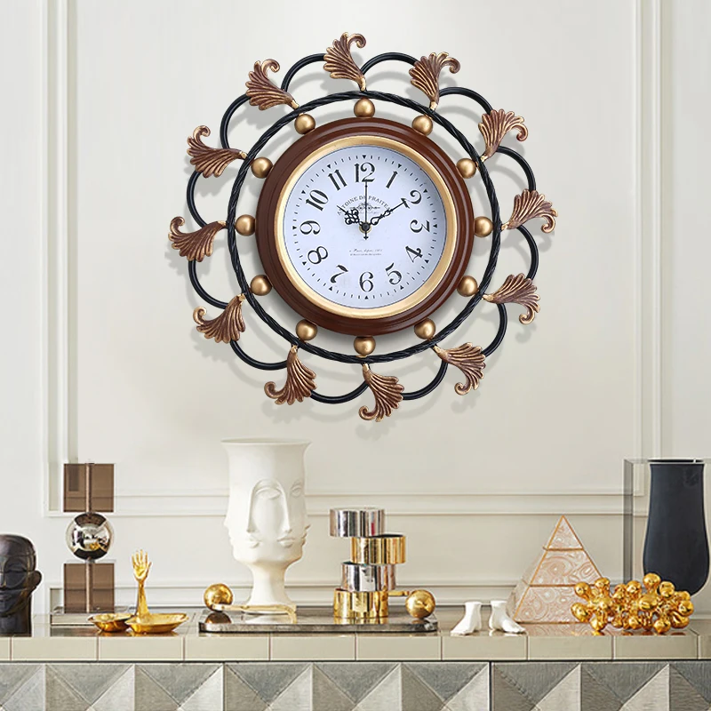 

American Creative Wall Clock Modern Design Fashion Clock Living Room Retro Home Decoration Quartz Clock Round Clock on The Wall