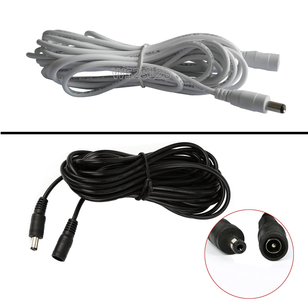 

0.5m 1m 2m 3m 5M 5.5 X 2.1 mm DC connector Power Plug with extension wire DC female and Male Jack adapter