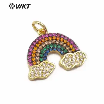 

WT-MP119 Rainbow Clouds Cute Pendant Multi Colors Cubic Zirconia Pave Pendant Gold Gun Black Electroplated Pendant