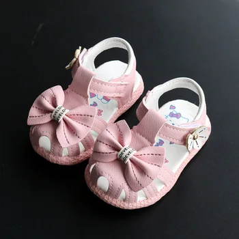 

Summer Bow Tie And Flower Girls Sandals Kids Princess Sneakers Comfortable Children Non-slip Beach Shoes Baby Cute Sandals