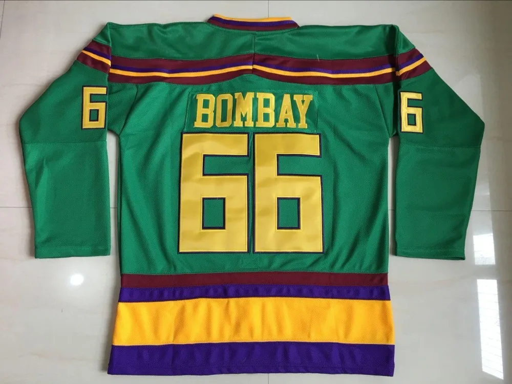 

Ediwallen Anaheim Ducks 66 Gordon Bombay Ice Hockey Jerseys The Mighty Movie Green 1993 Vintage Breathable For Sport Fans