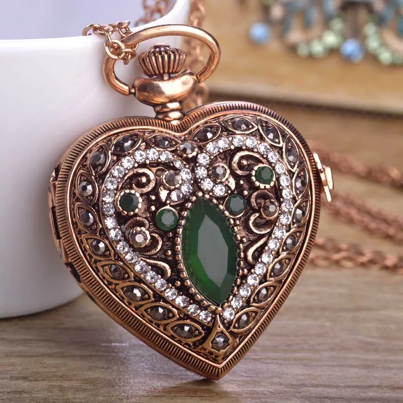 Blucome Love Heart красные карманные часы для женщин свитер винтажная Турецкая подвеска
