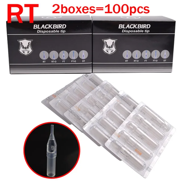 100Pcs/set RT Clear Tattoo Tubes Disposable Tattoo Tips Sterile Assorted Tip For Tatu Needles