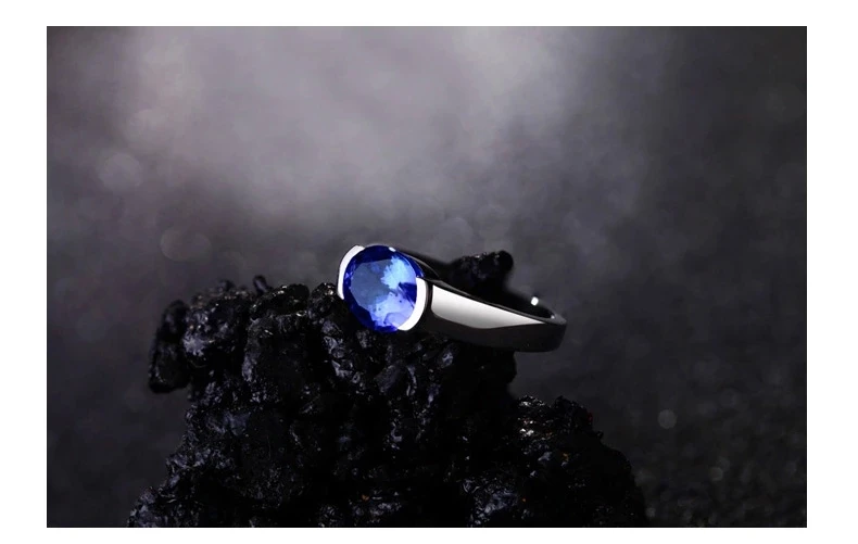 CaiMao 18KT/750 White Gold 3.01 ct Natural IF Blue Tanzanite AAA Engagement Gemstone Ring Jewelry