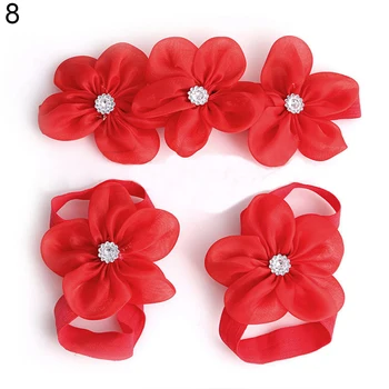 

3 Pcs/Set Baby Girl Little Princess Barefoot Rhinestone Foot Flower Headband