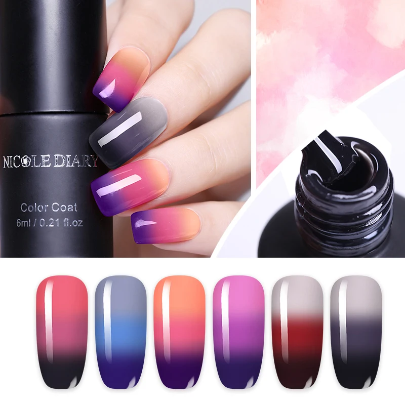 

NICOLE DIARY 6ml Thermal Nail Gel Polish Color-changing UV LED Gel Lacquer Soak Off Temperature Sensitive Manicure Nail Art Gel