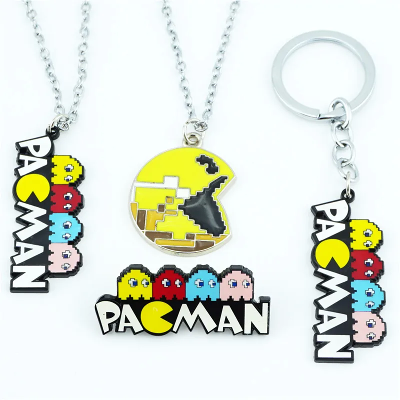 Pac Man Keychain Keyring PACMAN Metal Pendants Key Ring Classic Fashion