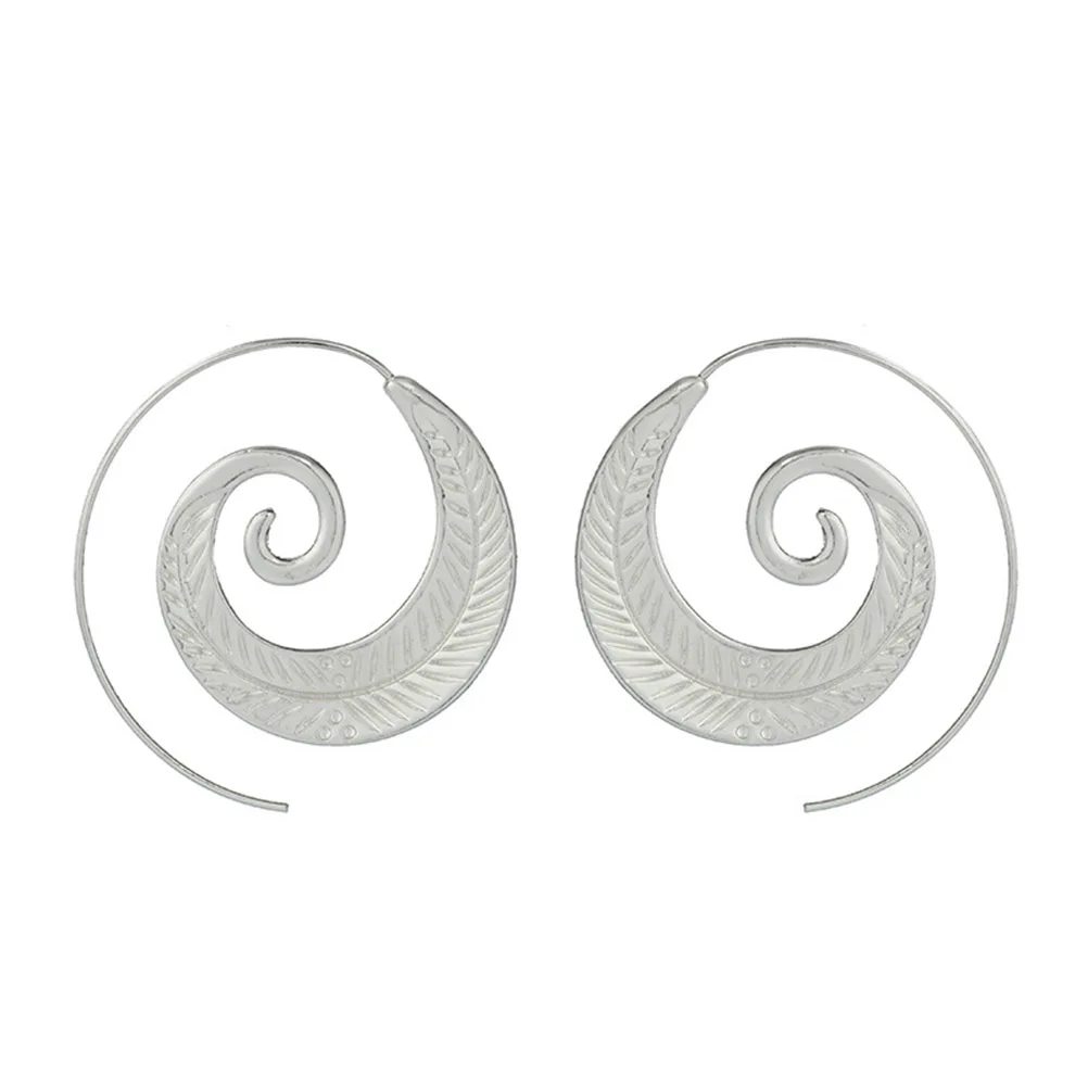 

PIXNOR Leaf Spiral Circles Round Dangle Earrings Drop Hoops Swirl Maze Earrings Hanging Tribal Dangling Charms Jewelry
