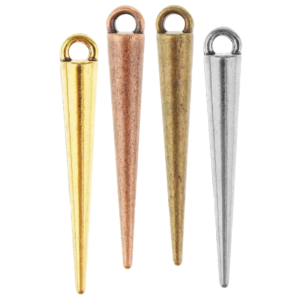 10 Pieces Cone Shape Metal Pendant Beads 34mm for Earring Necklace DIY Keyring Jewelry Findings Punk Style