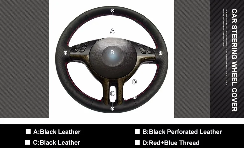 Visbull Нескользящие 37 см/38 см DIY руль охватывает мягкая кожаный чехол колеса V1001 для BMW E39 E46 325i E53 X5