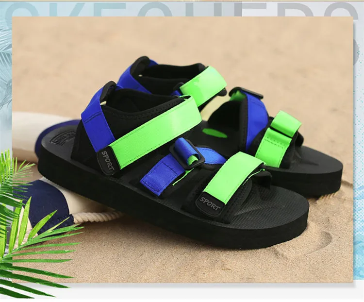 Новые летние сандалии из плотной ткани Для мужчин повседневная обувь Размеры; большие размеры 36-45, для влюбленных, пляжные сандалии с застежкой-липучкой легкая мужская обувь EVA