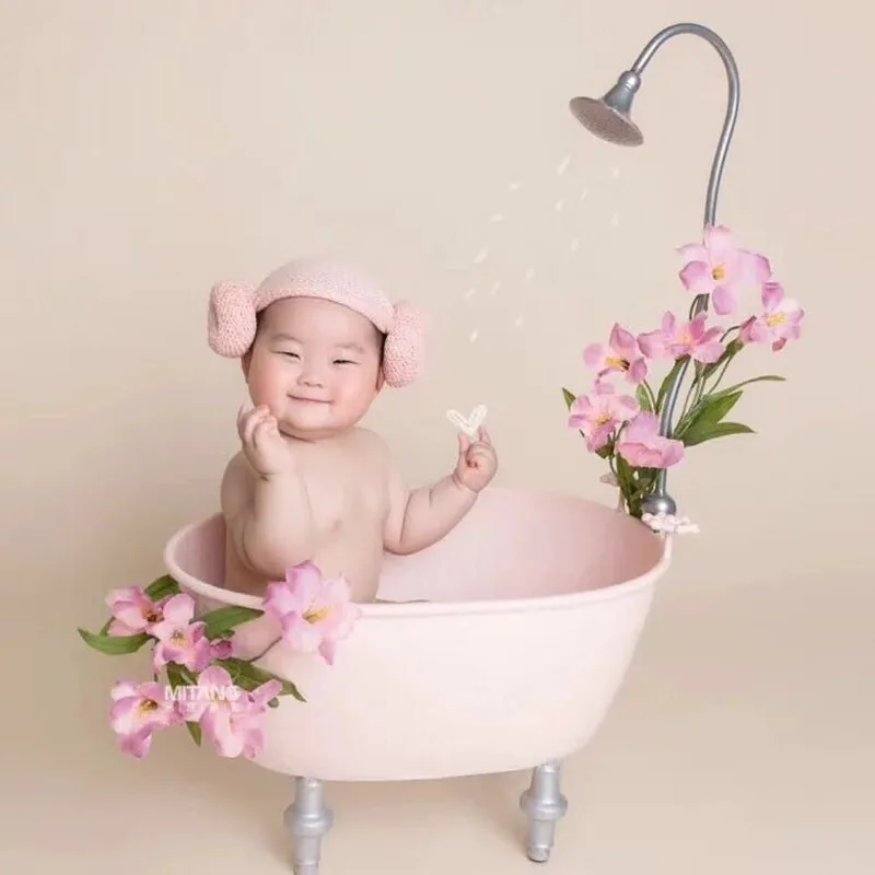 Banheira do Bebê Cesta de Banho com Duche Recém nascido Fotografia Props Infantil Foto Tiro Adereços Sofá Posando Acessórios 3 Banheira do bebê recém nascido fotografia adereços