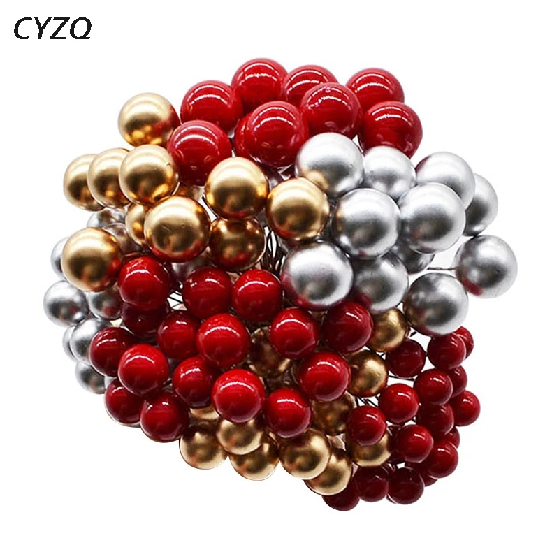 

50pcs/lot Mini Pearl Plastic Fake Berries Artificial Flower Fruit Stamens Wedding Home DIY Gift Box Decorated Wreaths