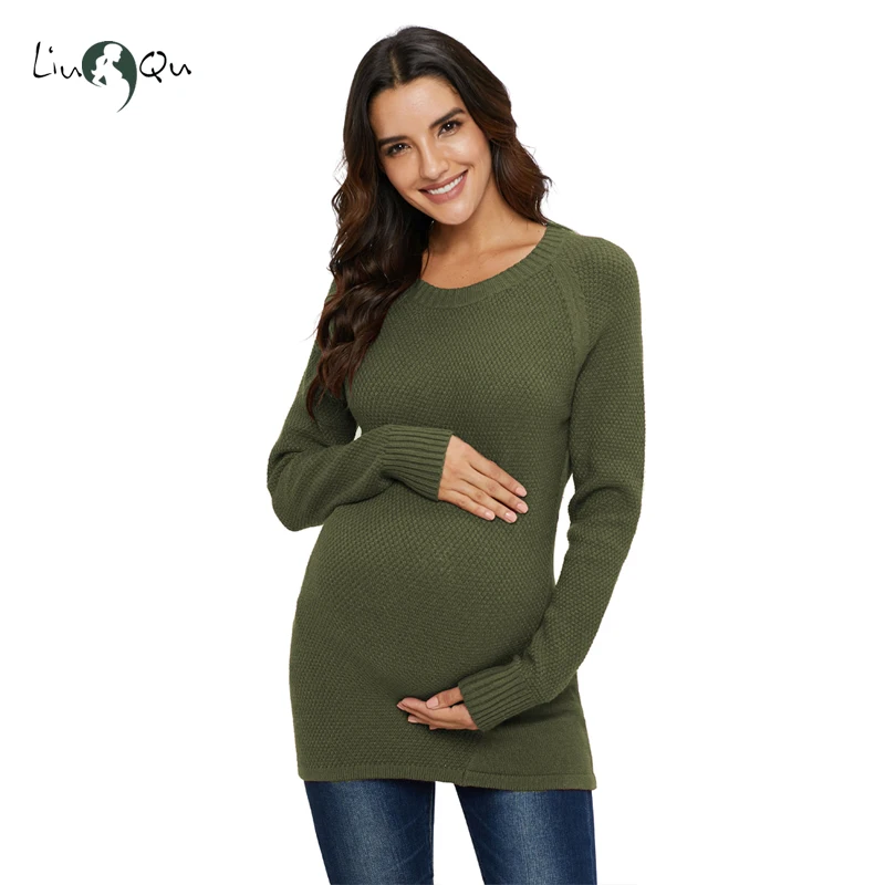 Женская одежда с длинным рукавом, вязаные пуловеры, свитер для беременных, зимний теплый мягкий свитер для беременных