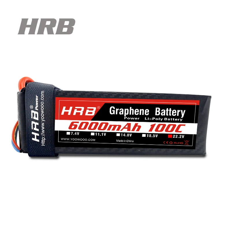 

HRB 6S Lipo Battery 22.2V 6000mAh 100C-200C For Helicopter Quadcopter Truck Boat Robot RC Toys Batteria Graphene