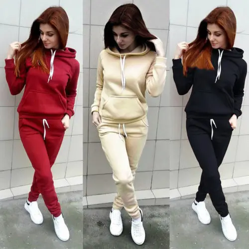 

Women Hoodies Pant Clothing Set New Casual 2 Piece Set Warm Clothes Solid Tracksuit Women Set Top Pants Ladies Autumn Suit