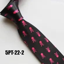5 см молодых мужчин узкие галстуки модный галстук с рисунком для Вечерние черные с красными черепами