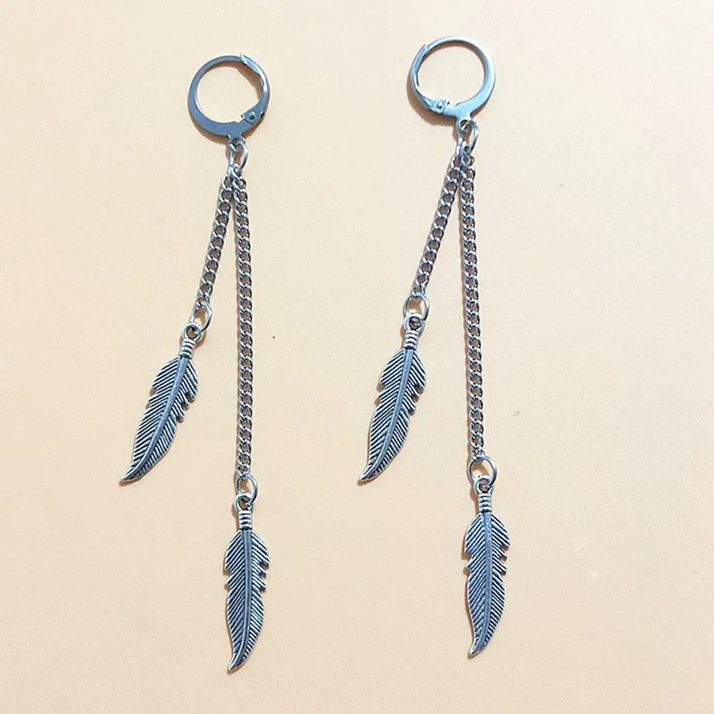 

2019 new Long Tassel Feather Dangle Earing Brincos femininos Leaf Drop Earrings for Women and men Fashion Bohemian Jewelry