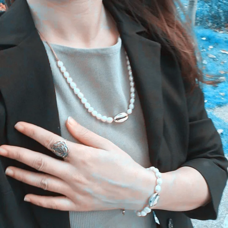 Женский браслет из пресноводного жемчуга в виде раковины, богемные плетеные браслеты, модные женские браслеты для влюбленных, ювелирные изделия в стиле бохо