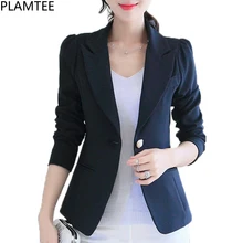 PLAMTEE Plus Size Notched Blazer Jackets Autumn Winter 2017 Slim Fit Blazer Women Office Lady Women’s Suits Kpop Casaco Feminino