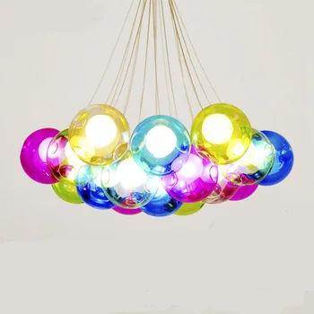 

After the modern minimalist creative pendant light personality Art dining room color ball bar Mediterranean Glass FG32