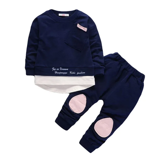 Г. Весенне-осенняя одежда для новорожденных комплект одежды для маленьких мальчиков, комплект из 2 предметов, Пасхальный костюм детский костюм для маленьких девочек, комплект одежды для младенцев - Цвет: Navy blue