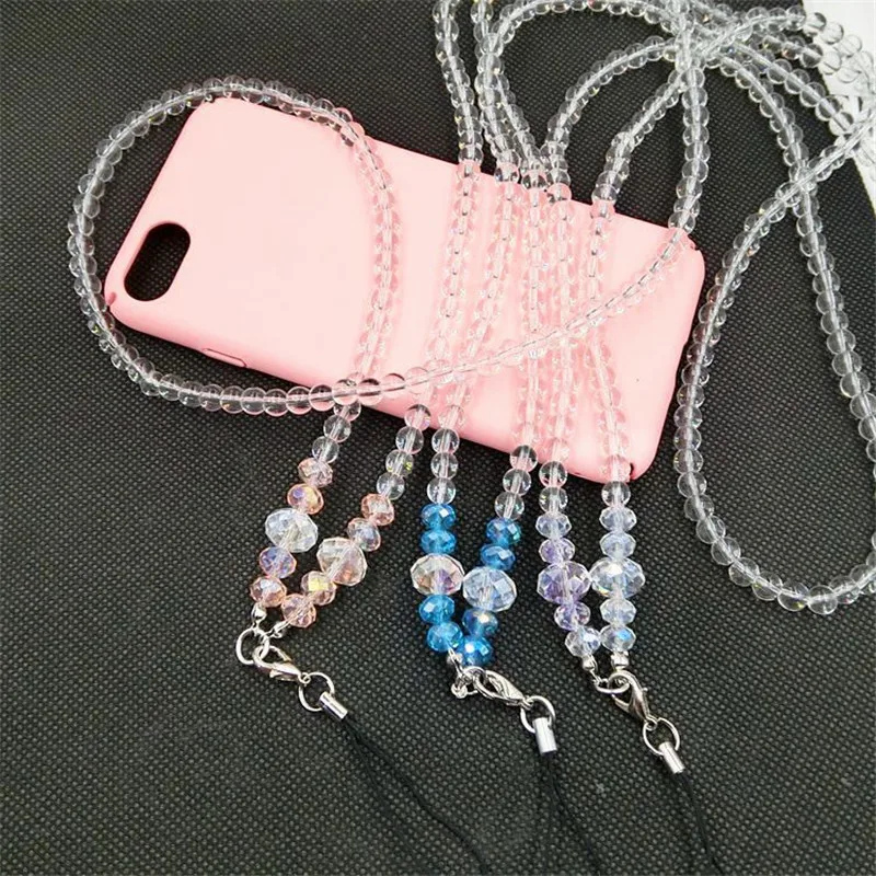 

2018 Fashion Pearl crystal long Keychain general mobile phone hanging neck mobile phone hanging rope chain