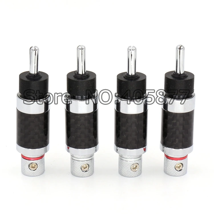 Unprinted 4x Rhodium Carbon Fiber Banana Plug Speaker Cable Copper Connector HiFi | Электроника
