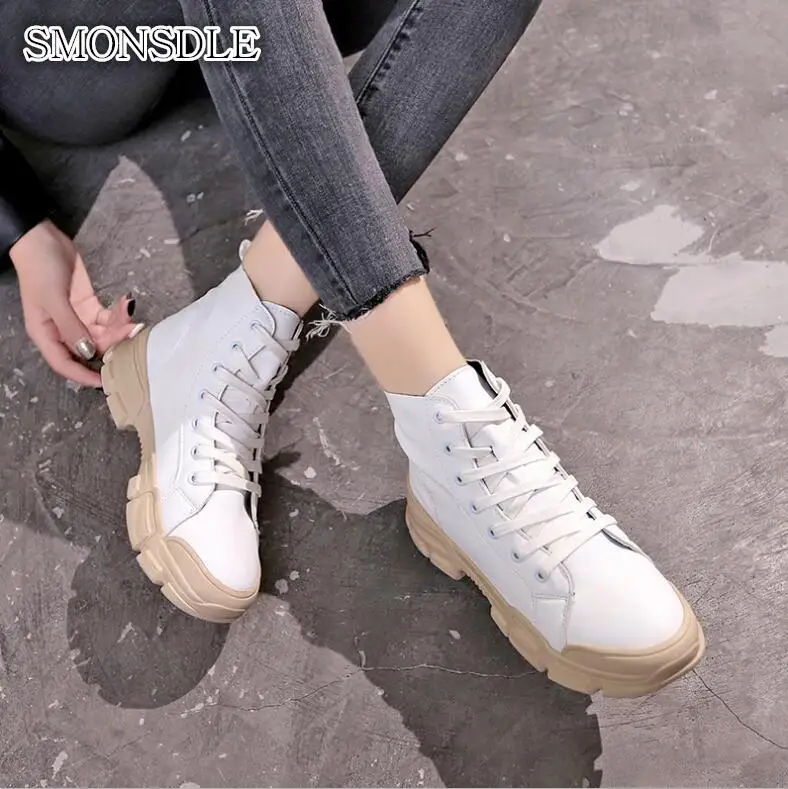 

SMONSDLE Booties female autumn 2019 new Martin boots female British wind students Korean version of the wild flat shoes women
