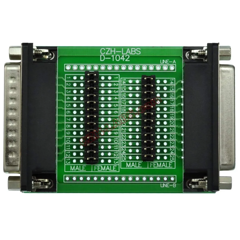 

CZH-LABS D'sub DB25 Diagnostic Test Breakout Board, DSUB DB25 Connector Male to Female.