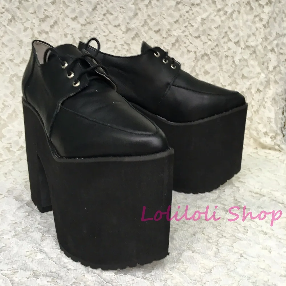 Big shoes, custom shoes / shaped thick black bottomed with leather shoes laces in documentary customized 1304j acting in documentary theatre