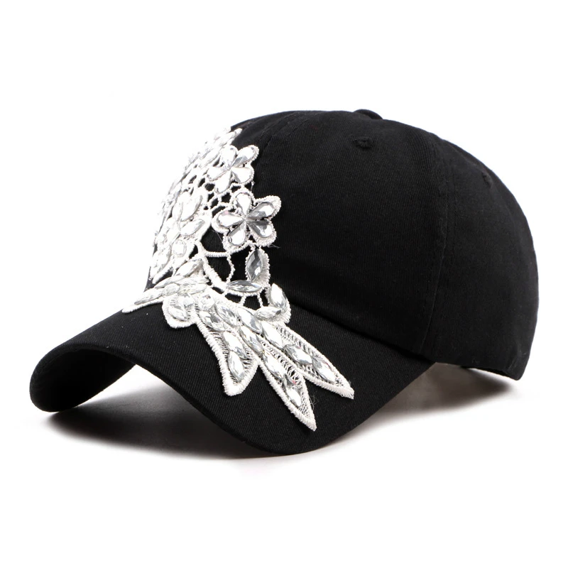 Spring and summer women cotton shade baseball cap tide diamond flower