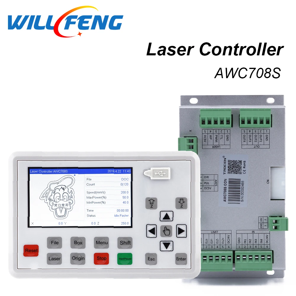 

Will Feng Trocen Awc708s Co2 Laser Controller For Co2 Laser Engraving Cutter Machine .laser System Mainboard Parts