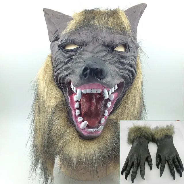 Halloween Werewolf paws Claw Cosplay Adult latex hood tricky Fetish
