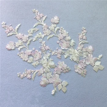 

Pink Floral Embroidery Lace Patch Applique Bridal Dress Lace Patch