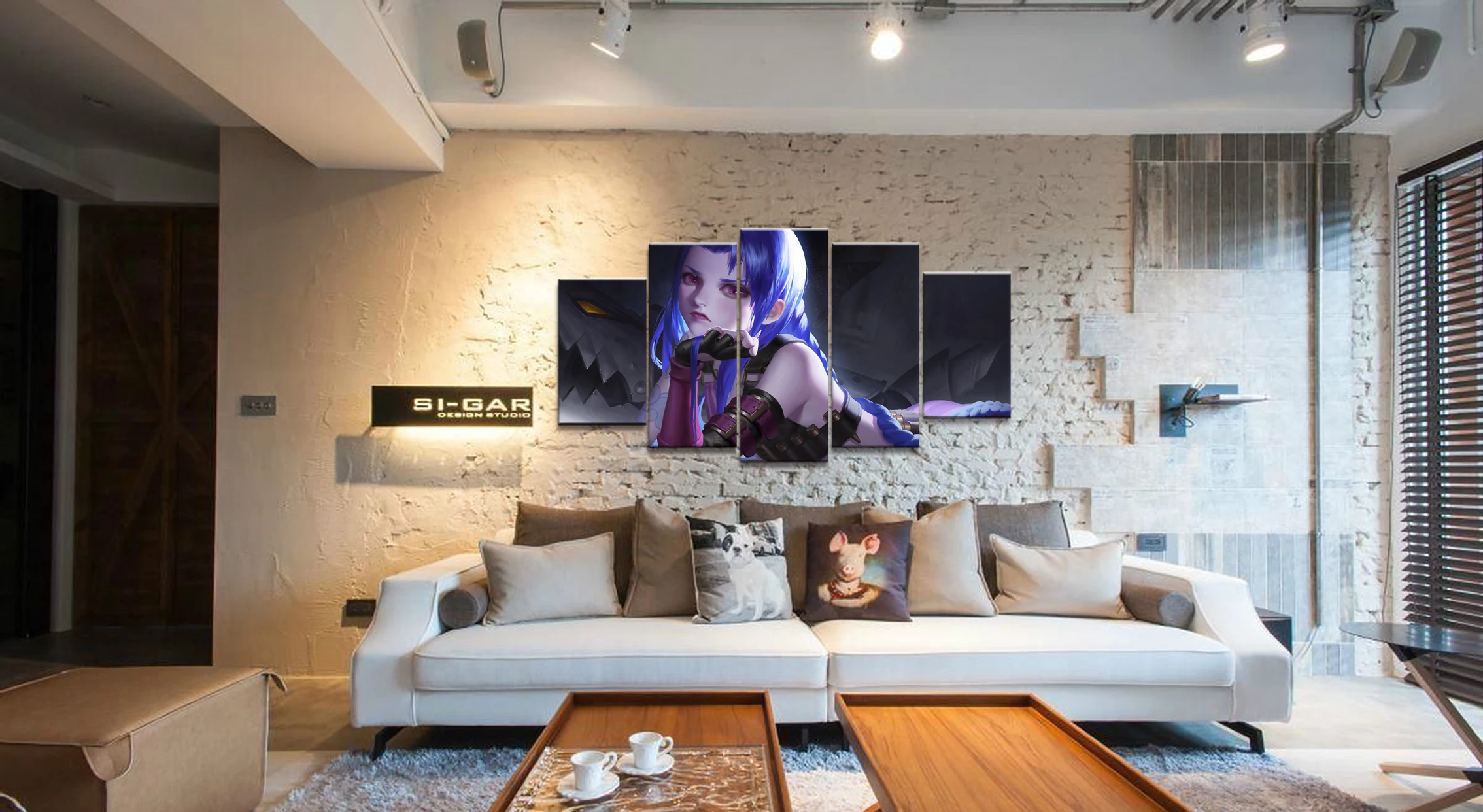 Waliicorners 5 Panel League of Legends Beauty Jinx LOL Game Canvas Printed Painting For Living Room Wall Art Decor Picture Artworks Poster 7