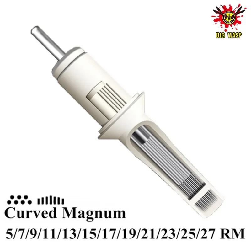 BIGWASP BOX 20 шт. белые картриджи для тату игл Изогнутые Magnum 5/7/9/11/13/15/17/19/21/23/25/27RM