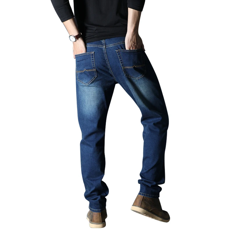 2023 New Men's Brand Jeans Loose Straight Elastic Anti-theft Zipper Denim Pants Male Big Size 40 42 44 46 48 4
