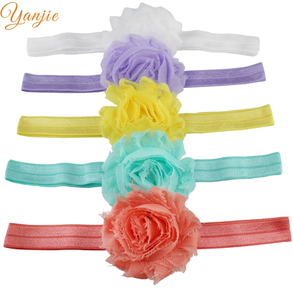 

30colors DHL Free 600pcs/lot 2.5" frayed Chic Shabby Flowers Headband for baby and children hair Accessories Headwrap Headband