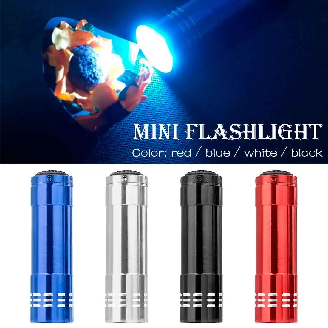 

Mini Aluminum UV 9 LED Flashlight Black light UV multi-function banknote flashlight AAA Torch Light Lamp